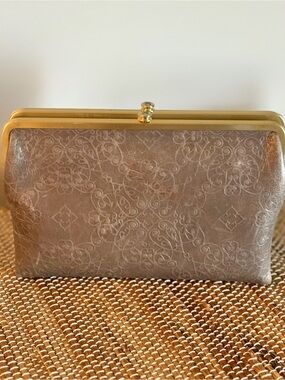 HOBO Embossed Taupe Frame Double Clutch with Gold-Tone Trim